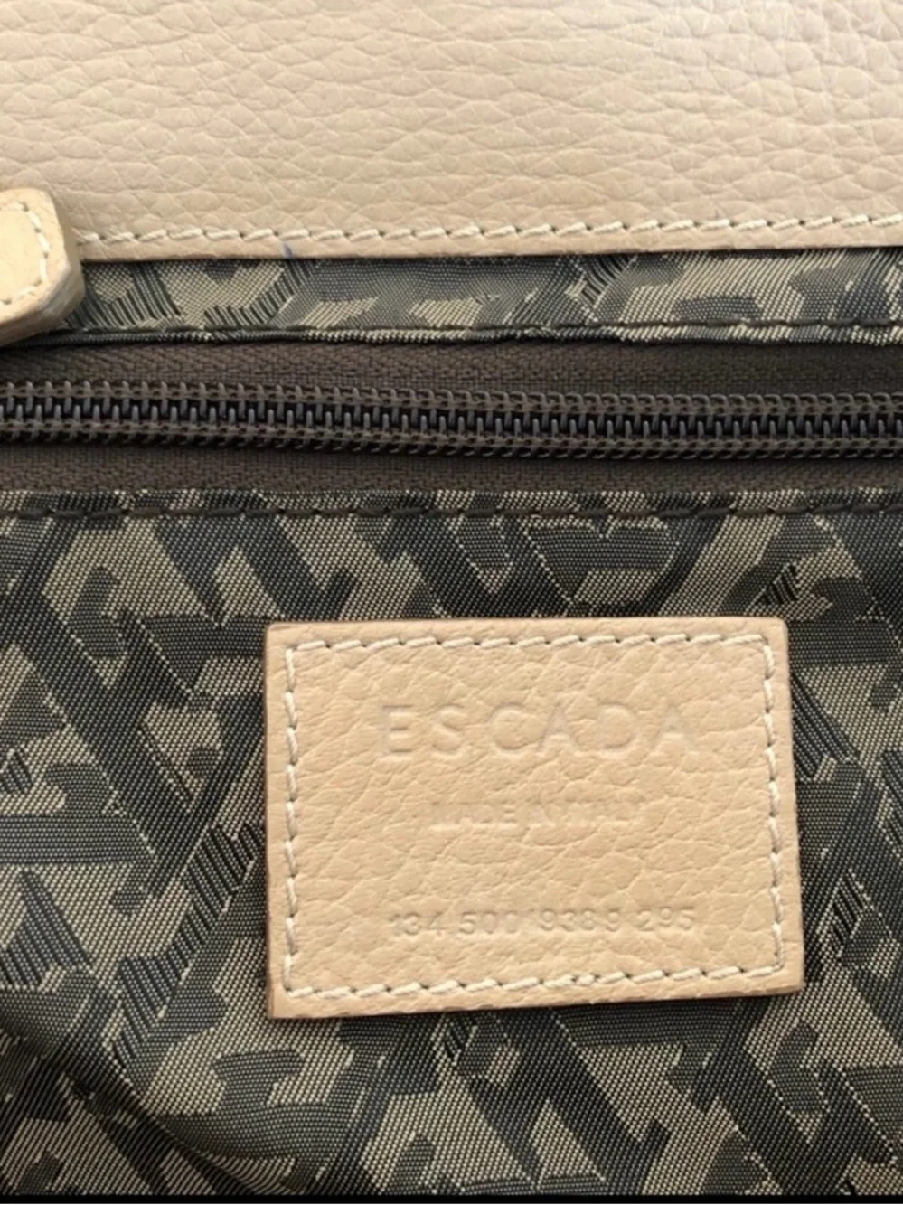 Escada Cream Satchel with Brown Braided Handle and Gold Accents